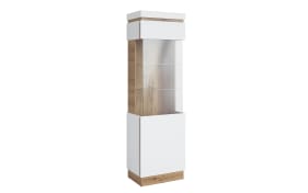 Vitrine Calabria, weiß/Eiche Nachbildung, links, 60,1 x 200,5 cm, inkl. Push-to-Open Funktion