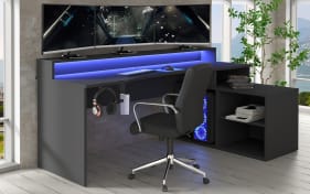 Eck-Gaming-Schreibtisch Tezaur, schwarz