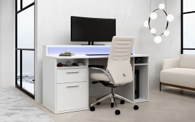 Schreibtisch Tezaur, weiß, inkl. Beleuchtung 