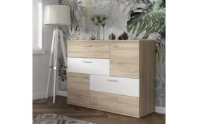 Kommode Skive, Sonoma Eiche-Nachbildung/weiß