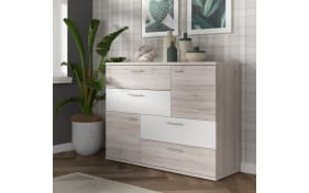 Kommode Skive, Sandeiche-Nachbildung/weiß