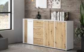 Sideboard Cardigan, weiß/Artisan Eiche-Nachbildung