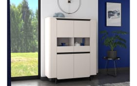 Vitrine Vodol, sandfarbig/schwarz, 130,3 cm