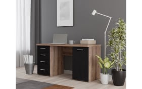 Schreibtisch Net106, Schlammeiche Nachbildung/schwarz