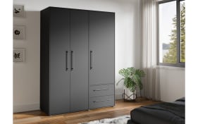 Kleiderschrank Mokkaris, schwarz, 144,4 x 200,1 cm