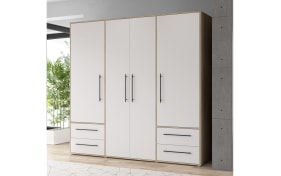 Kleiderschrank Mokkaris, Sonoma Eiche-Nachbildung/weiß, 205,9 x 200,1 cm