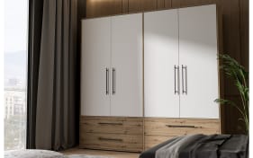 Kleiderschrank Mokkaris, Artisan Eiche-Nachbildung/Weiß, 205,9 x 200,1 cm