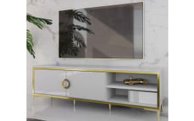 TV-Unterschrank Golden 2, weiß/goldfarbig