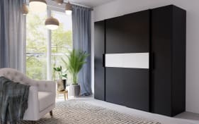 Kleiderschrank Kalixtus, schwarz/weiß, 200 x 190,5 cm