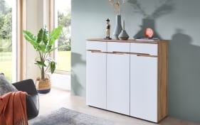 Kommode Clyde, Eiche-Nachbildung/weiß, 120 cm