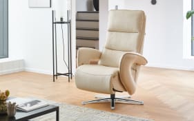Leder Relaxsessel HU-ER19145, ecru, inkl. manuelle Verstellung