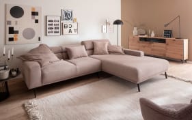 Wohnlandschaft Tossa, Cord/taupe, inkl. Kopfteilverstellung