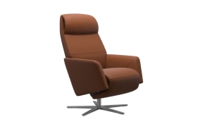 Leder Ruhesessel Scott, cognac/aluminium