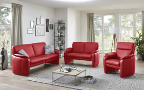 Leder Garnitur Bornholm, rot, inkl. Sessel