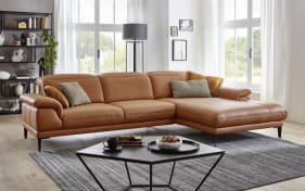 Leder Wohnlandschaft Levias, bourbon