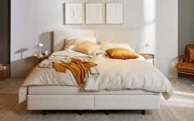 Boxspringbett Eforma, creme, 180 x 200 cm, Härtegrad 3/3