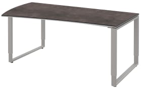 Schreibtisch Objekt Plus, weiß/quarzitfarbig, links, Füße alu, ca. 200 cm
