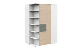 Eckkleiderschrank clip, weiß/sandfarbig, inkl. LED Beleuchtung