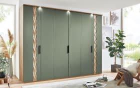 Drehtürenschrank Callao, Balkeneiche-Nachbildung/grün, 299,2 x 229,4 cm