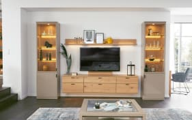 Wohnwand Kira System, Asteiche/grau, inkl. Softclose Funktion