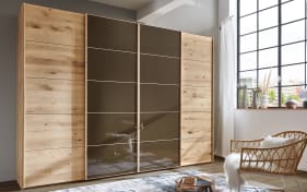 Schwebetürenschrank Cardiff, Eiche bianco teilmassiv, 330 x 223 cm