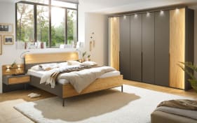 Schlafzimmer Bardolino, Havanna Nachbildung, 180 x 200 cm, Schrank 300 x 216 cm