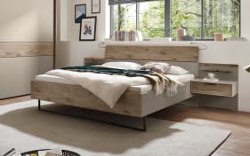 Bettanlage Dublin, grau/Eiche-Nachbildung, 180 x 200 cm, inkl. Nachtkonsolenpaar