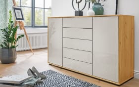 Kombikommode Clivo 4000, Bianco Eiche Nachbildung/champagne