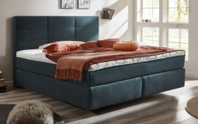 Boxspringbett Asetto, Bloom marine, 180 x 200 cm, Härtegrad 2 und 3