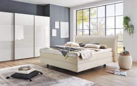 Boxspringbett Barell, beige, 180 x 200 cm, Härtegrad 2/3