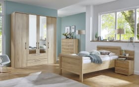 Schlafzimmer Cherie, Wildeiche-Nachbildung, 100 x 200 cm, Schrank 200 x 223 cm