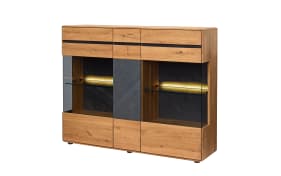 Highboard Danora Plus, Kernbuche massiv/grau