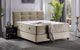 Polsterbett Naomi, beige, 180 x 200 cm, inkl. Bettkasten
