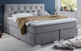 Boxspringbett BX2100 Baker, lichtgrau, 180 x 200 cm