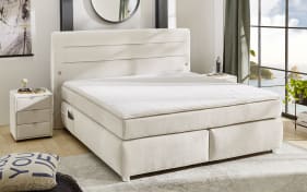 Boxspringbett Livia Mix, beige, 180 x 200 cm, H3/H3, inkl. 2 USB-Ladeports
