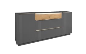 Lowboard Nova, anthrazit/Eiche massiv, inkl. Griffbeleuchtung