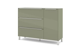 Kommode Reno, olivgrün/Edelstahl-Nachbildung 