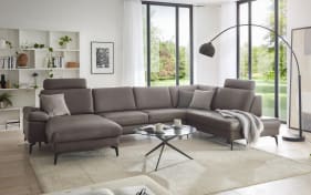Leder Wohnlandschaft MR 285, grau