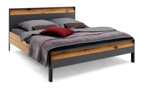 Liegenbett Joline, Lack graphit/Wildeiche massiv, 180 x 200 cm
