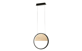 LED-Pendelleuchte Pierre, schwarz/holz, 40 cm