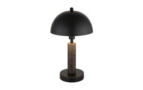 Tischleuchte Janie, schwarz/Travertine-Nachbildung