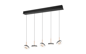 Pendelleuchte Guano, coffee/schwarz, 5-flammig