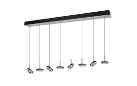 Pendelleuchte Guano, nickel/schwarz, 8-flammig