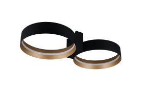 LED-Deckenleuchte Loop, schwarz/gold, inkl. stufenloser Dimmfunktion