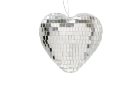 Dekoanhänger Disco Herz, silber, 10 cm