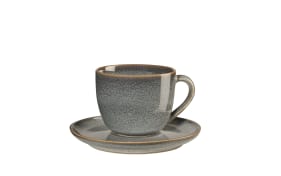 Cappuccinotasse mit Unteretasse saisons, denim/grau, 7,5 cm