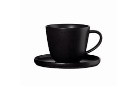 Kaffeetasse mit Unterteller coppa kuro, Porzellan, schwarz