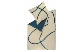 Bettwäsche Artsy, greige/petrol, 155 x 220 cm