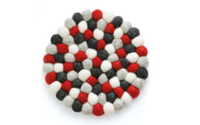 Untersetzer rund, weiß/rot/schwarz, Durchmesser 21 cm 