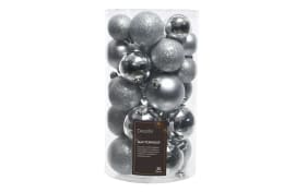 Weihnachtskugel-Set, silber, 6 cm